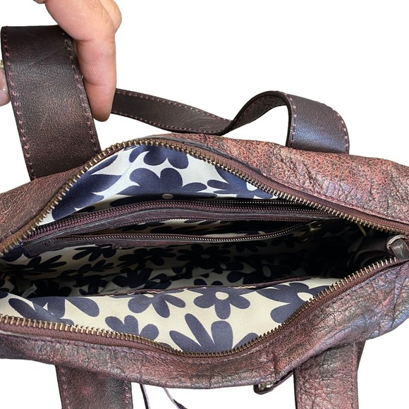 Nino Bossi Large Burgundy Leather Hobo Shoulder Tote Womens Handbag - Picture 9 of 12